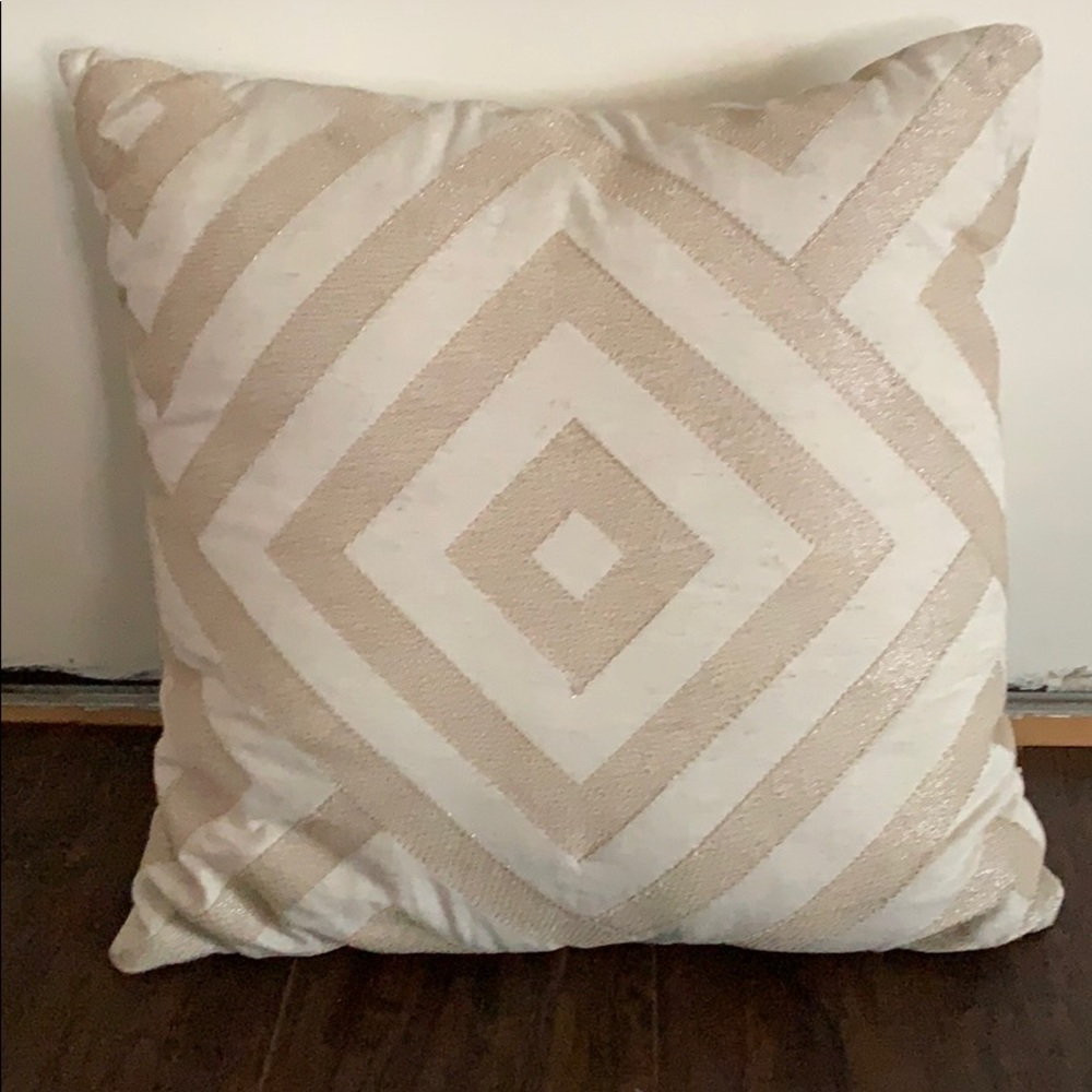 Beige + gold throw pillow